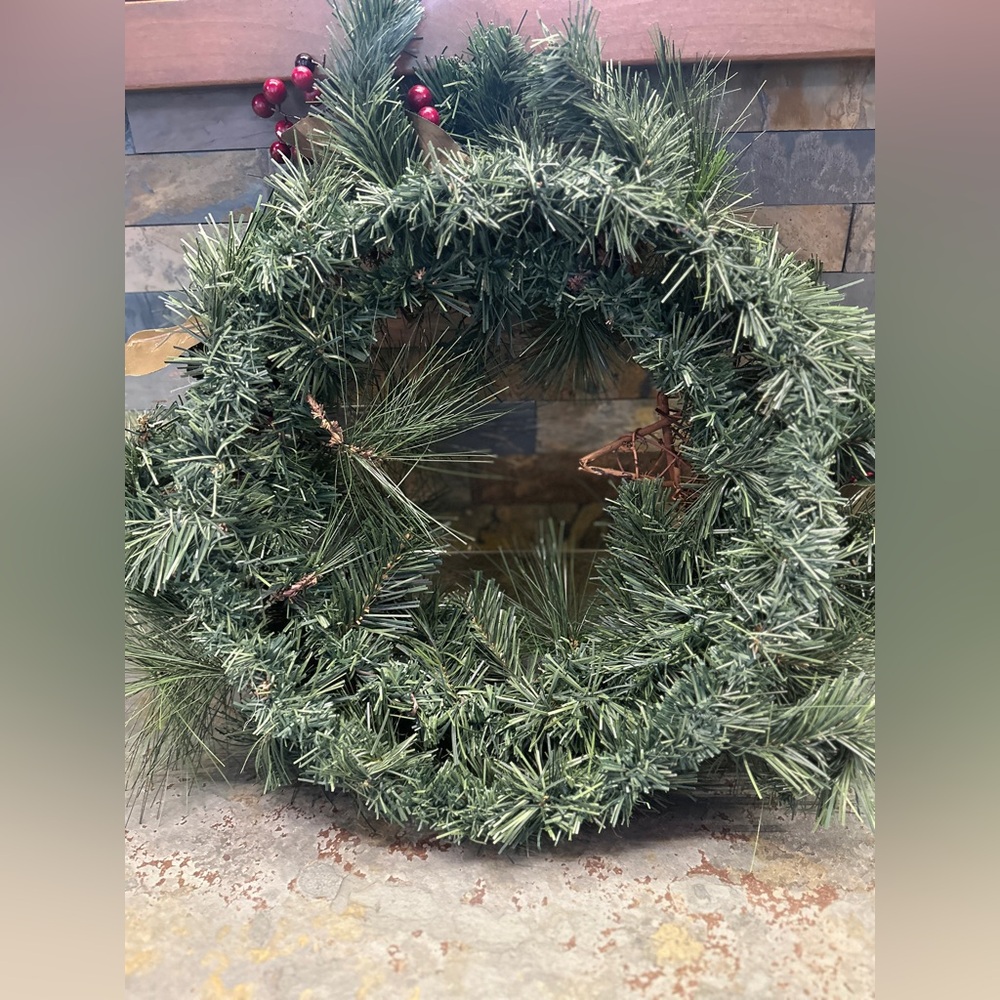 2/$10 or 3/$12 ❤️ Festive Green Wreath Pinecones, Wood Stars and Red Accents - Picture 4 of 5